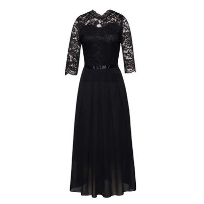 Women's Long Sleeve Lace Evening Dress Maxi Dress
