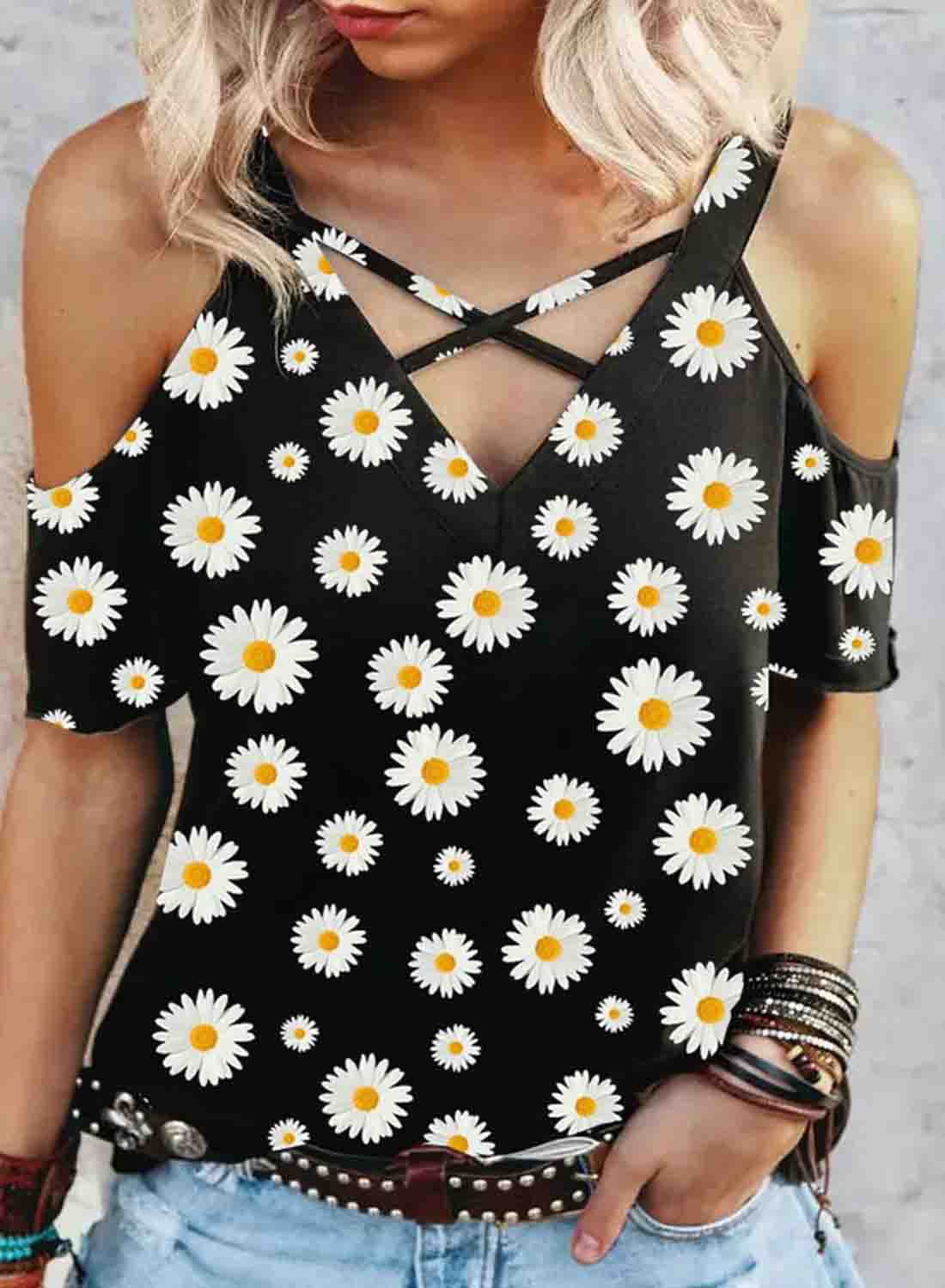 Women's Sunflower Print Casual T-Shirt
