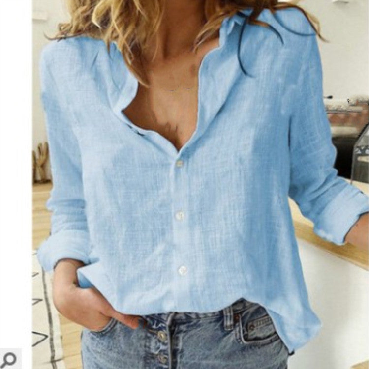 Women's Casual Lapel Long Sleeve Blouses