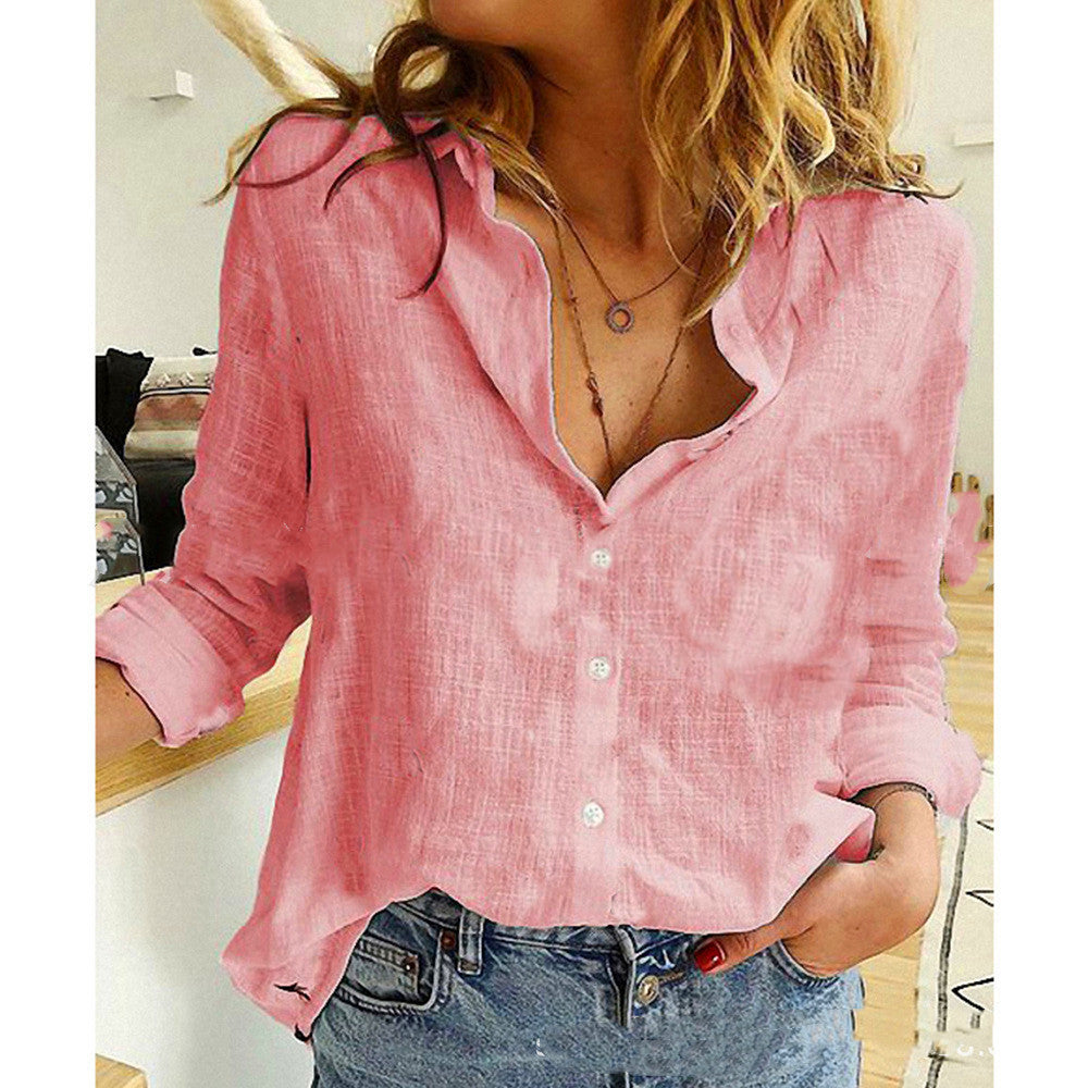 Women's Casual Lapel Long Sleeve Blouses