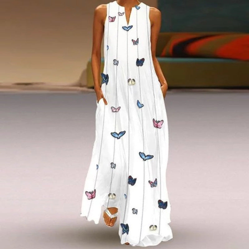 Printed Sleeveless Woman Maxi Dress