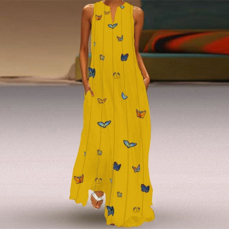 Printed Sleeveless Woman Maxi Dress