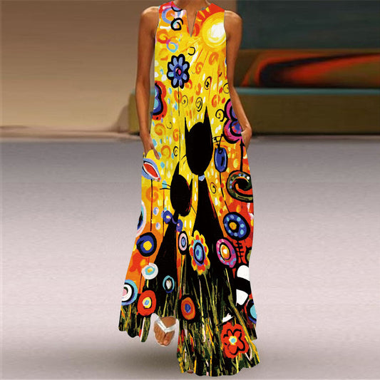 Casual Floral Print Woman Maxi Dress