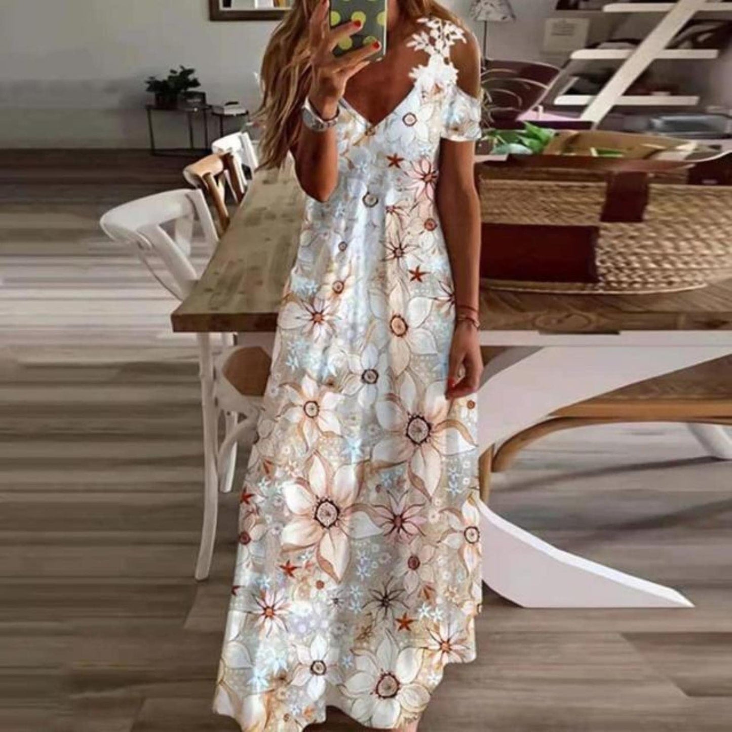 Women's Floral Print Sleeveless Maxi Dress
