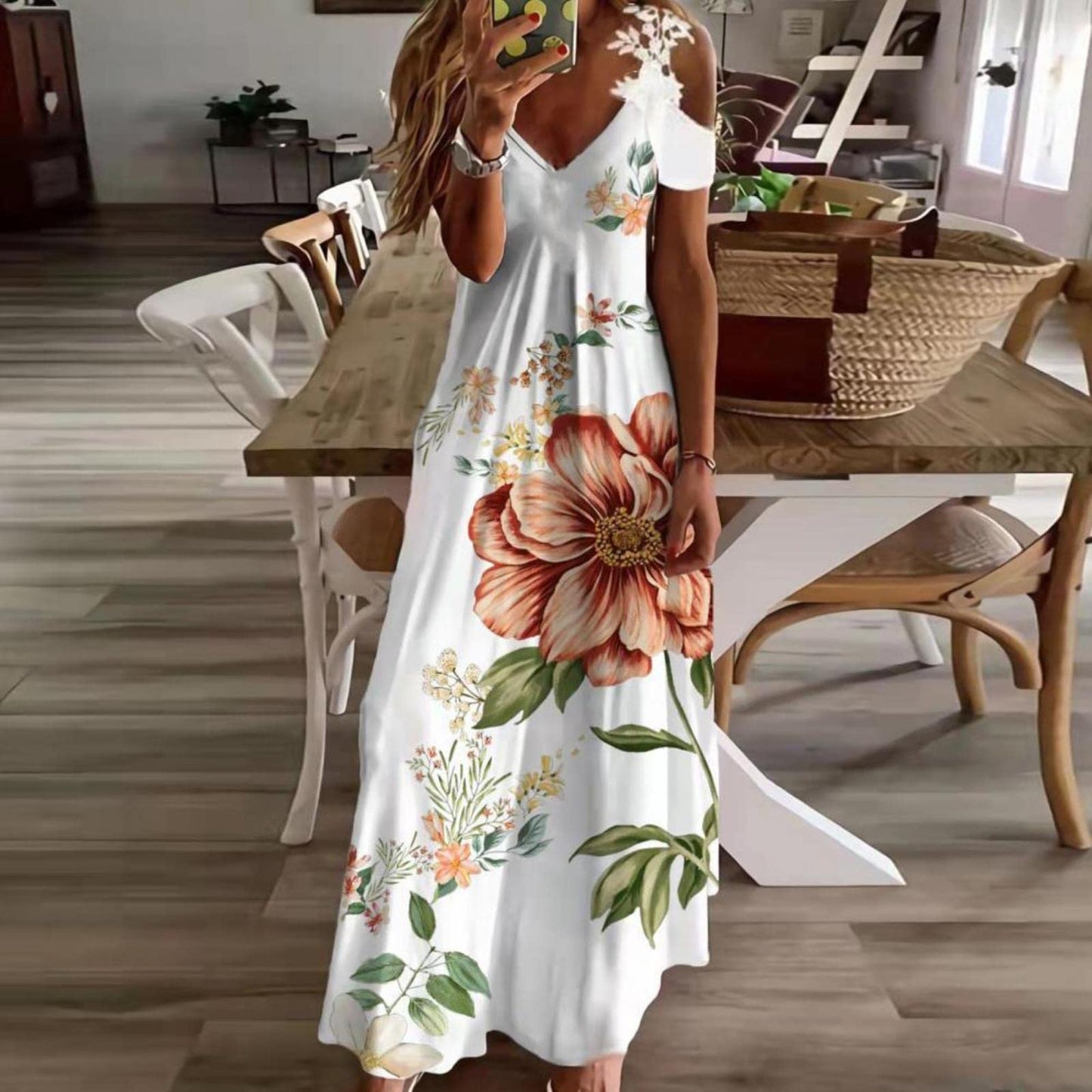Women's Floral Print Sleeveless Maxi Dress