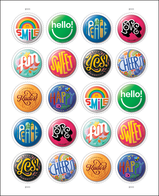 2024 USA Pinback Buttons Message Forever Stamps