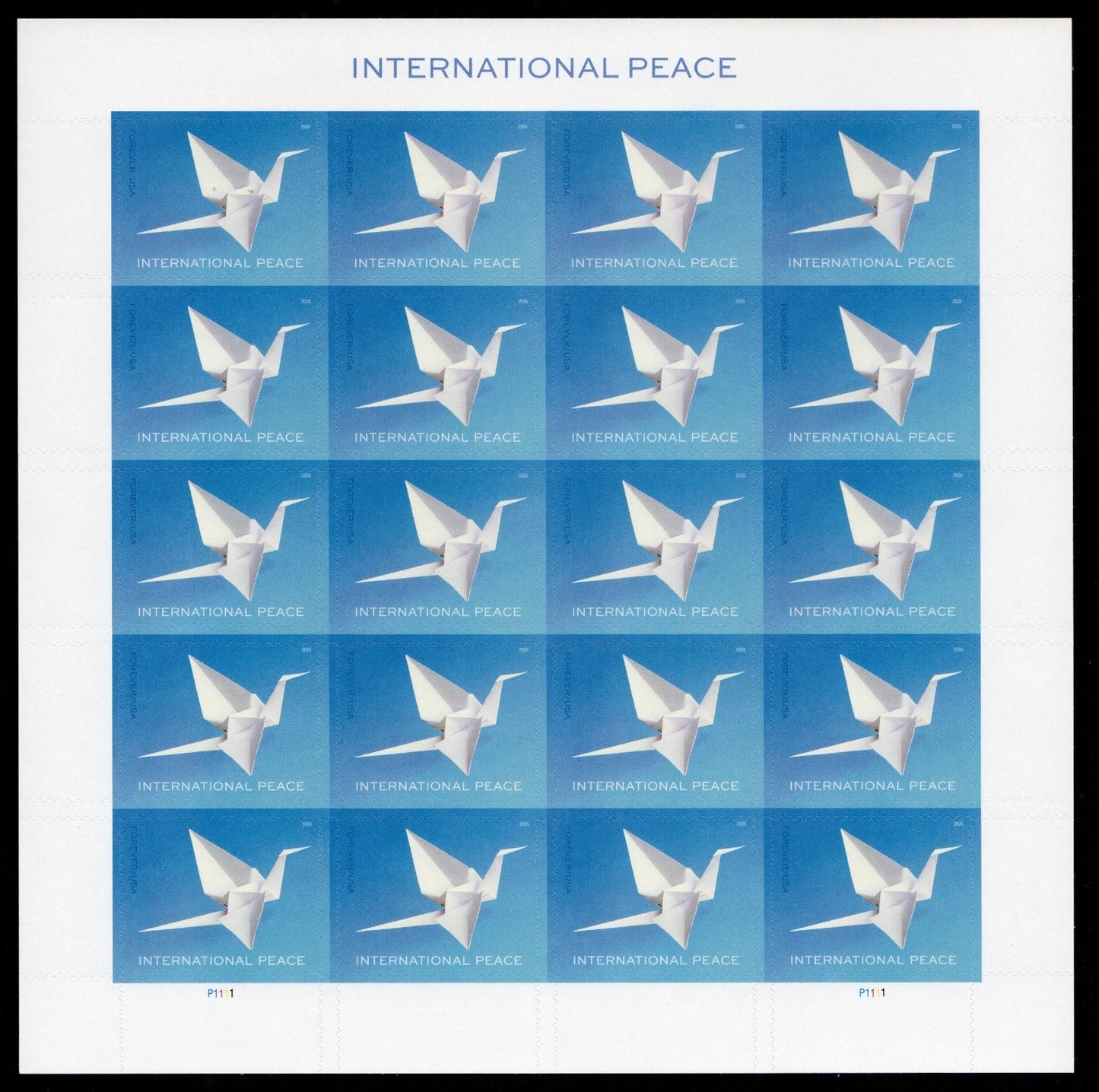 USA 2026 International Peace Harmony Origami Crane Forever Stamps