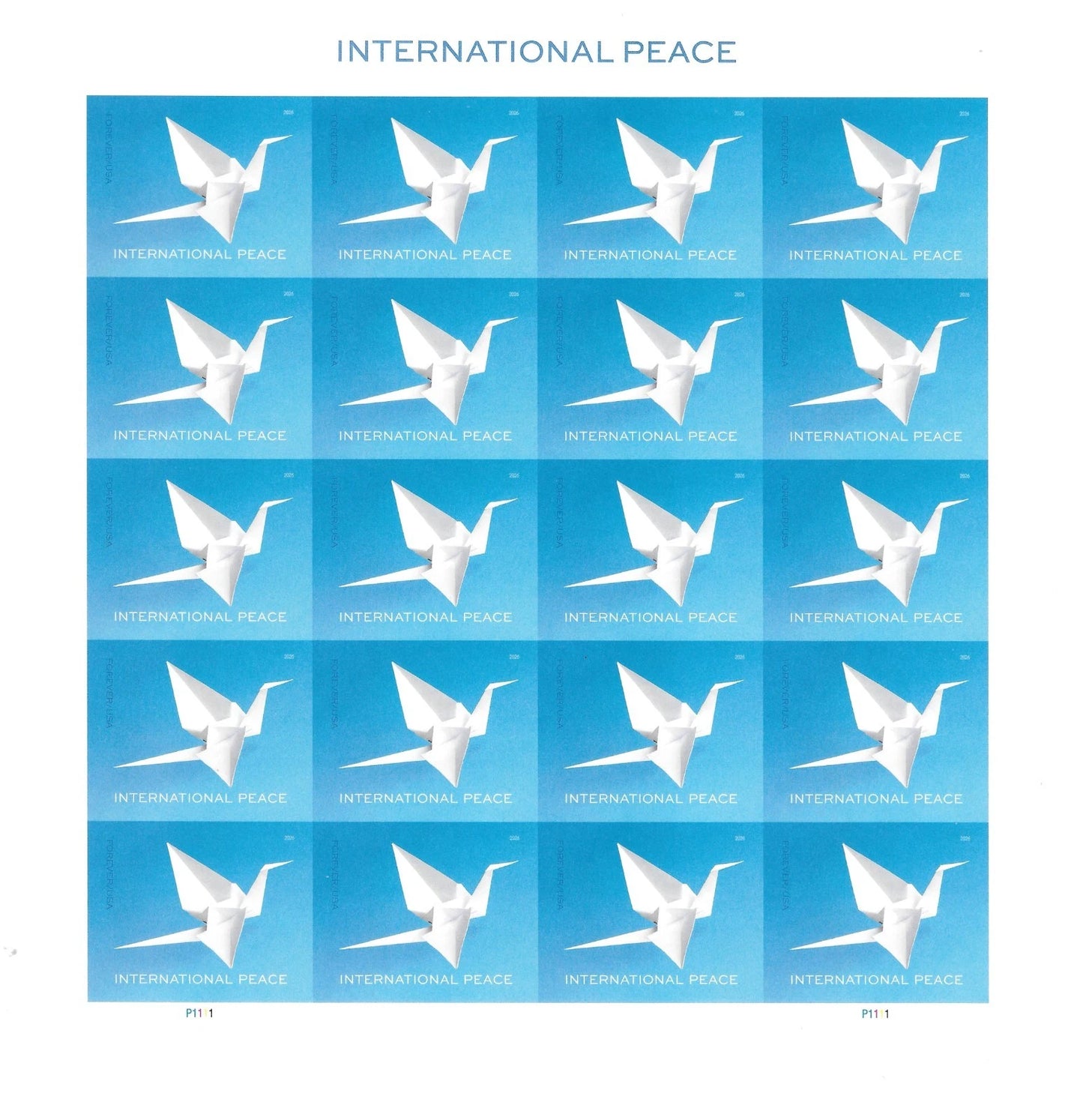 USA 2026 International Peace Harmony Origami Crane Forever Stamps