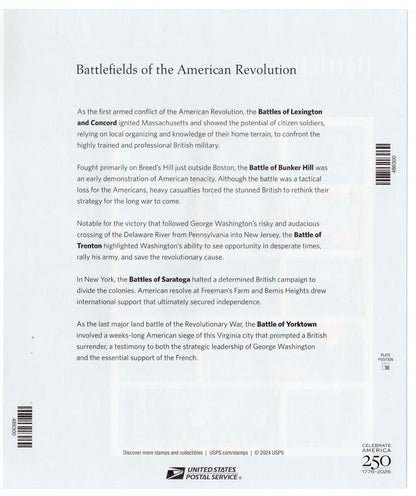2025 USA 250th Anniversary Battlefields of The American Revolution Forever Stamps