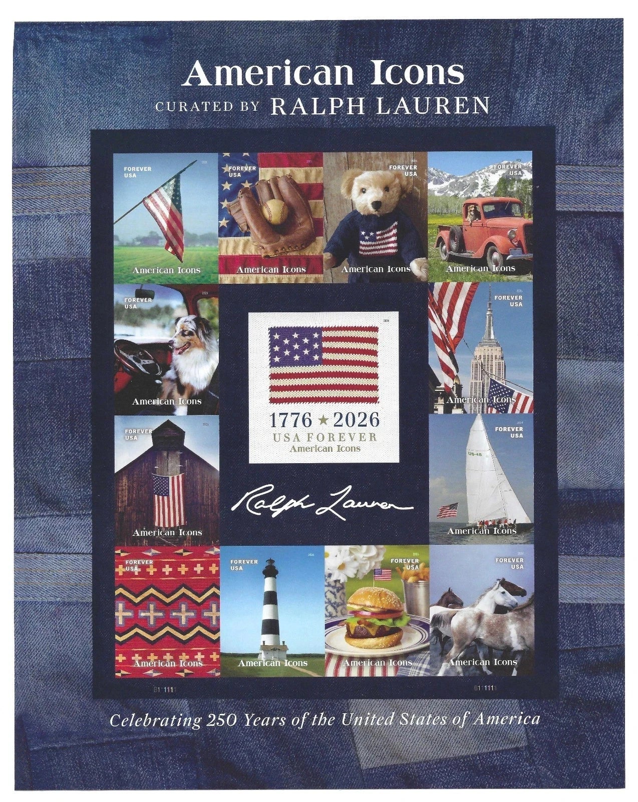2026 US American Icons Stamps Sheet of 13 Forever Stamps