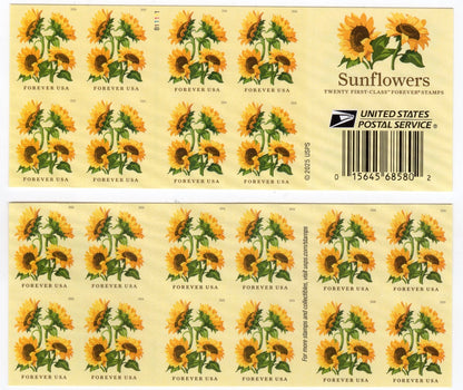 USA 2026 Sunflowers Book of 20 Forever Stamps