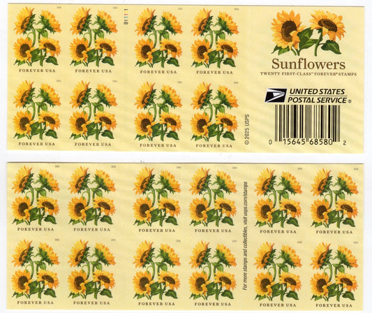 USA 2026 Sunflowers Book of 20 Forever Stamps
