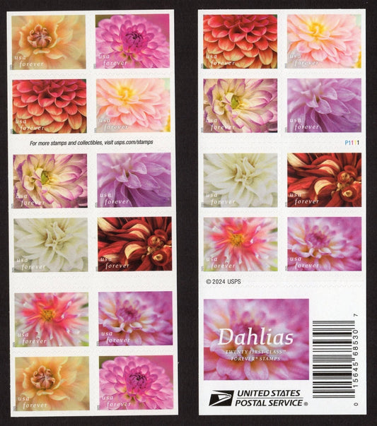 2025 US Dahlias Summer Flowers Book of 20 Forever Stamps