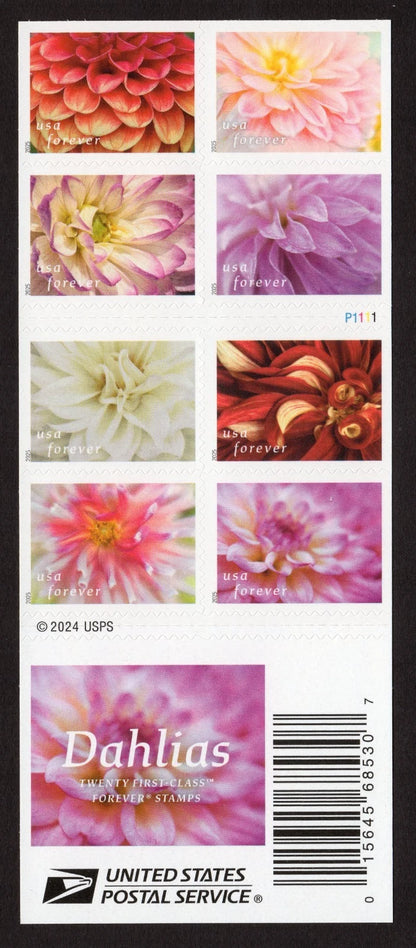 2025 US Dahlias Summer Flowers Book of 20 Forever Stamps