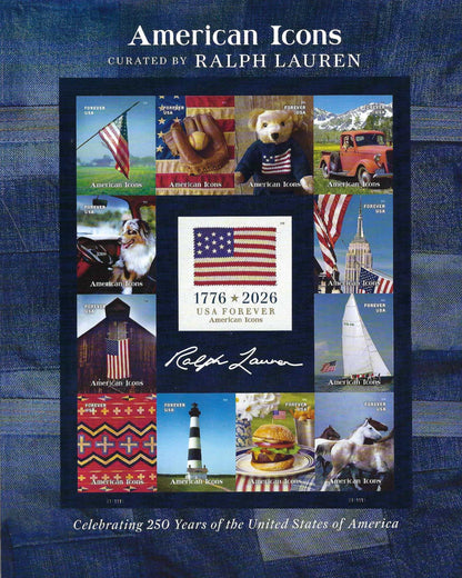 2026 US American Icons Stamps Sheet of 13 Forever Stamps