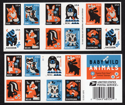 2025 US Baby Wild Animals Forever Stamps