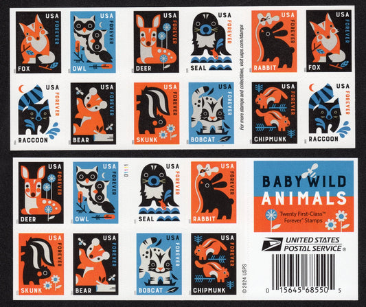 2025 US Baby Wild Animals Forever Stamps