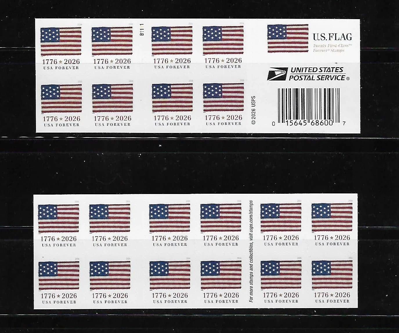 2026 US Flag Classic Booklet of 20 Forever Stamps