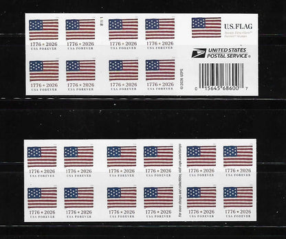 2026 US Flag Classic Booklet of 20 Forever Stamps