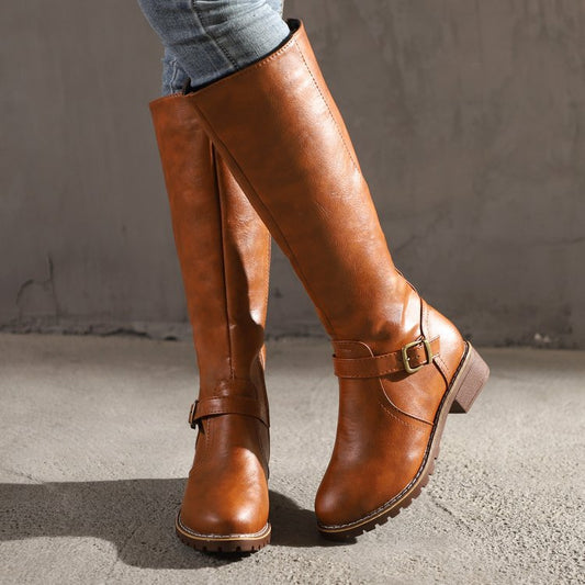 Women's Zip Tall Winter Leather Boots