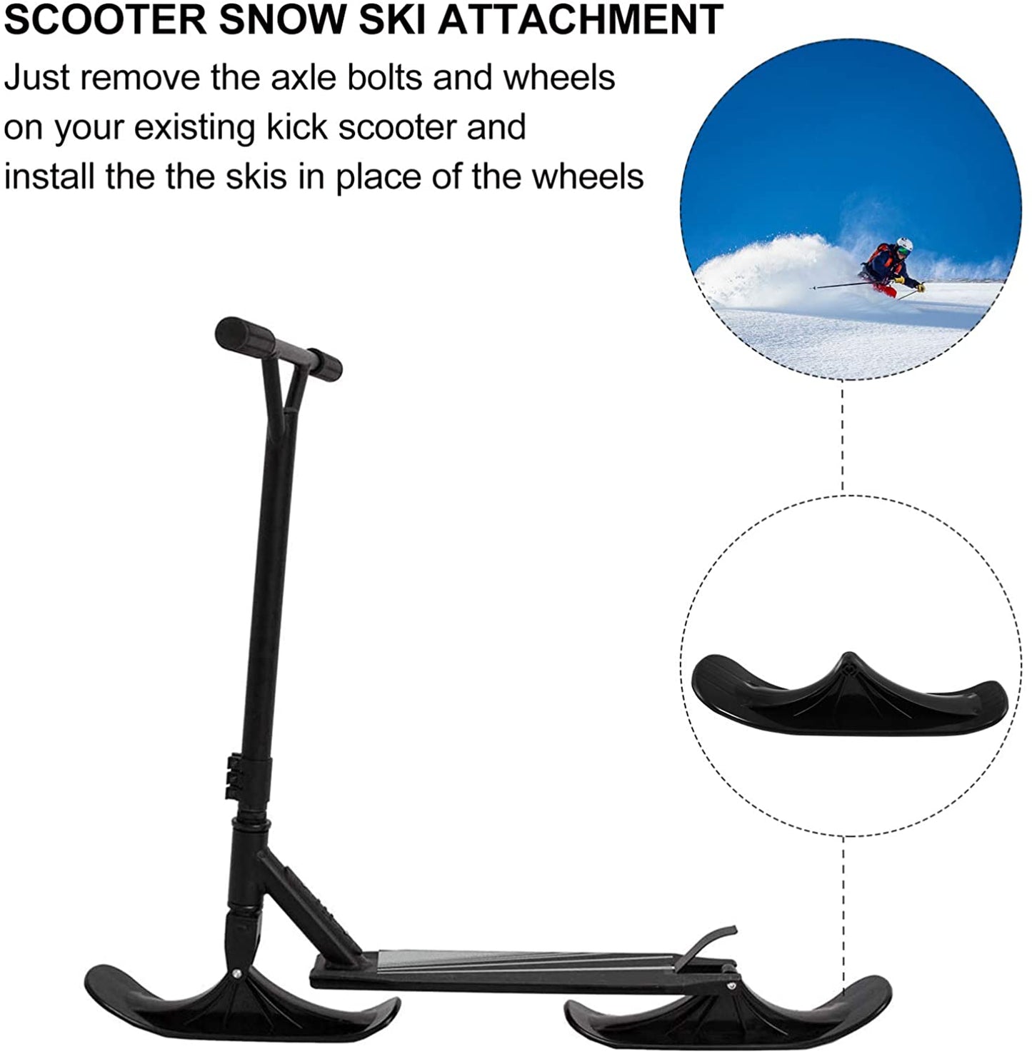 Sled Ski Scooter Children Sled Ski Accessory Black