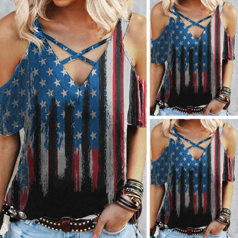 Sexy Cross Flag Print Tee