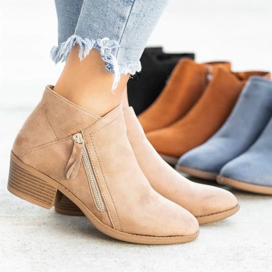 Women's Casual High Heel Low Boots