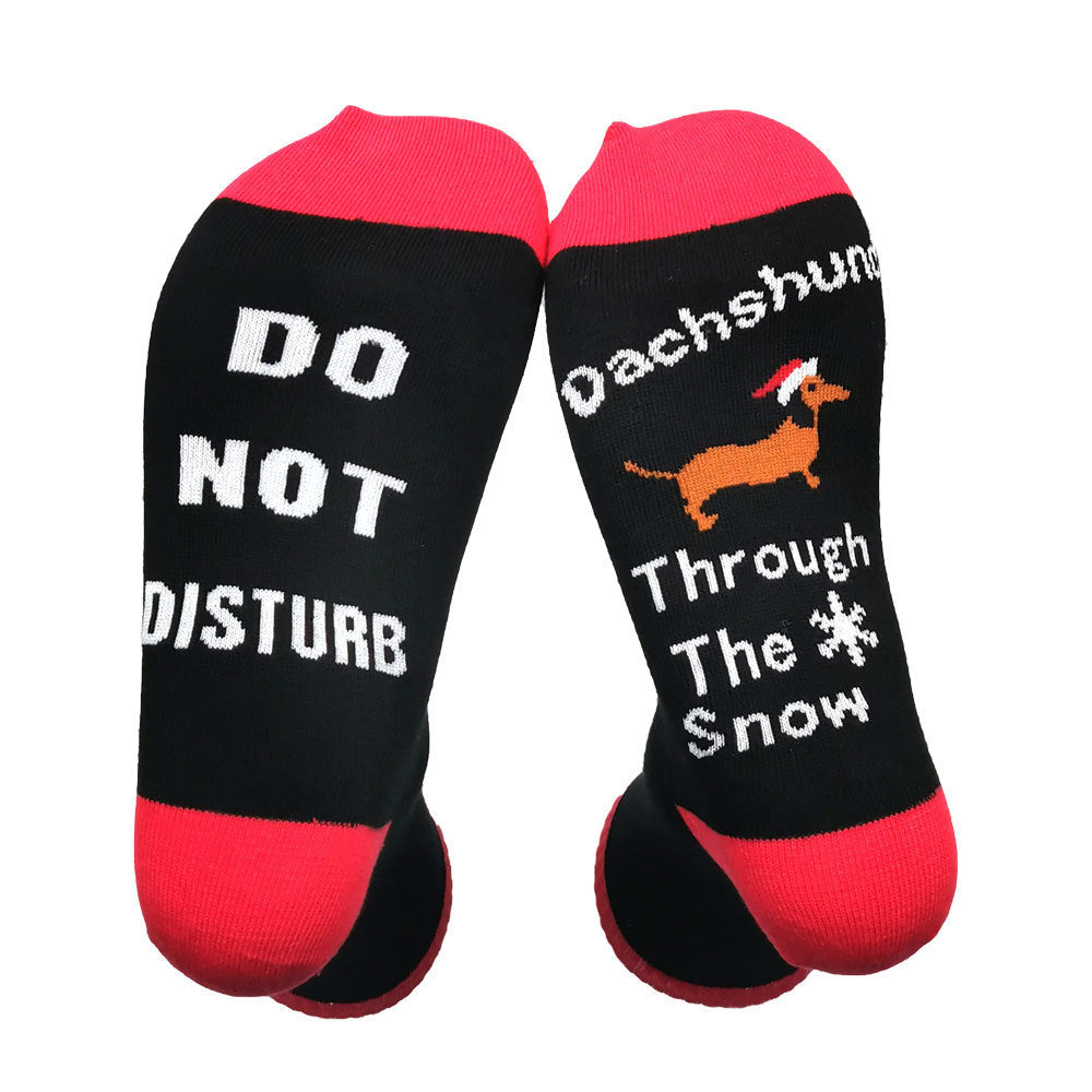 DO NOT DISTURB DACHSHUND THROUGH THE SNOW Cotton Socks