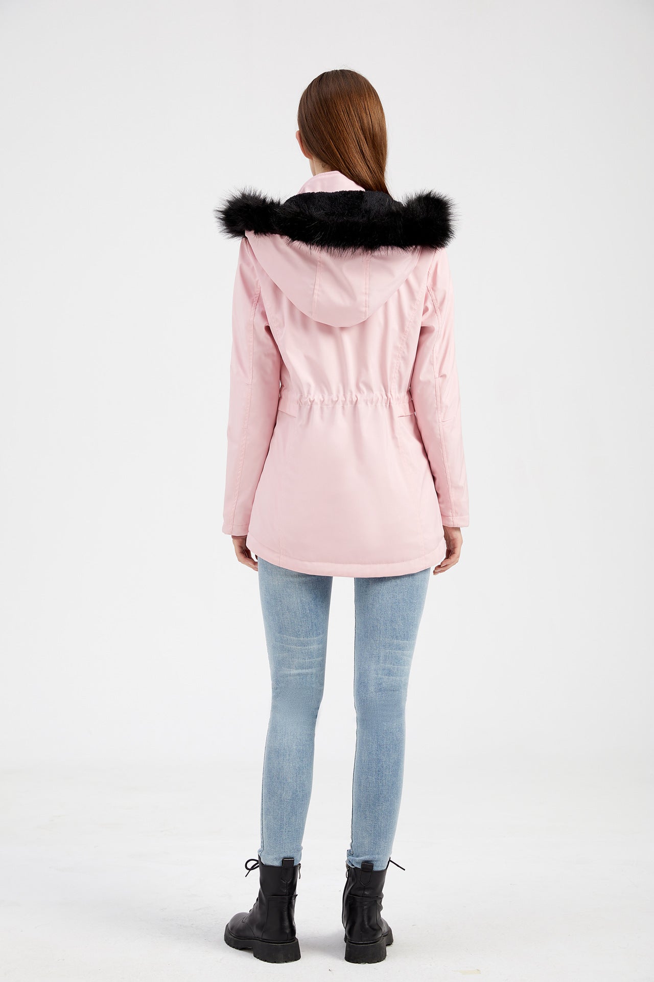 Woman's Detachable Hood Fur Collar Plus Fleece Jacket