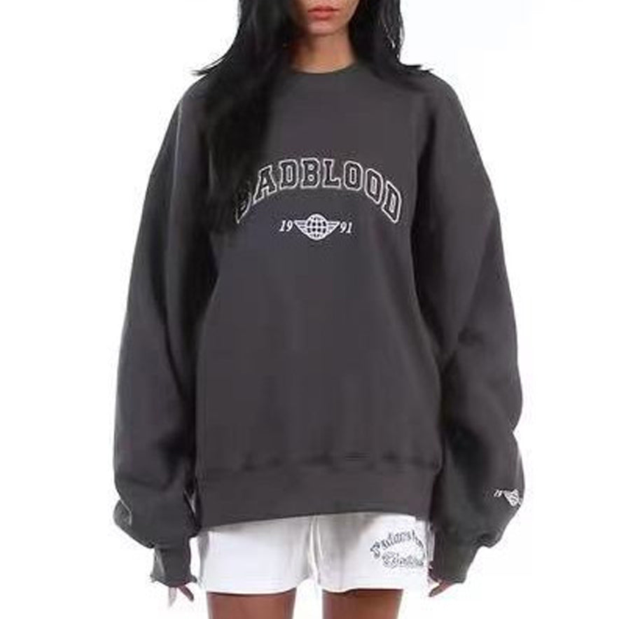 BADBLOOD Embroidered Plus Velvet Sweatshirt