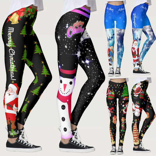 Women Christmas Print Leggings Yoga Pants