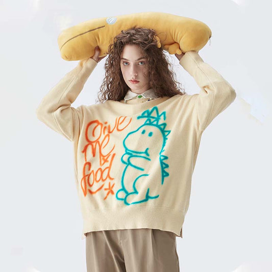 Men's Dinosaur Graffiti Print Loose Sweatshirt