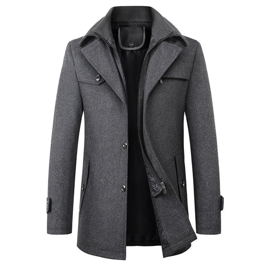 Men's Trench Coat Lapel Basic Autumn And Winter Jacket