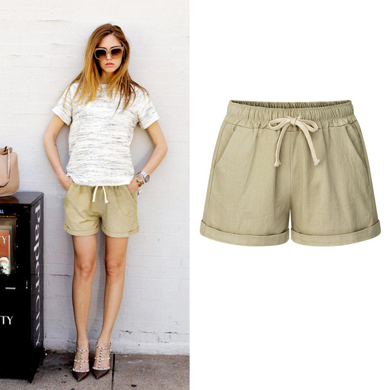 Women's Solid Color Casual Cotton Linen Shorts Pants