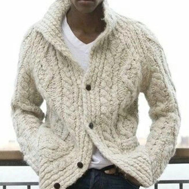 Men's Lapel Button Fall Cardigan Knit