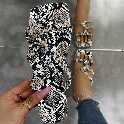 Summer Flat Leather Slippers For Women