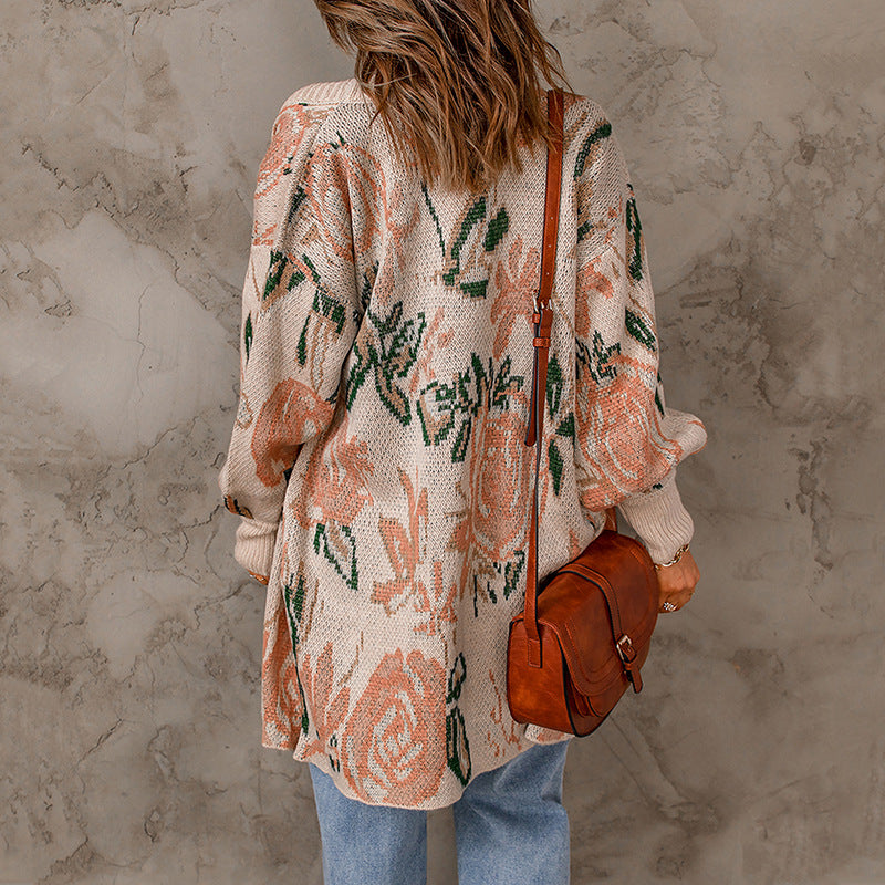 Women's Flower Embroidered Knit Cardigan Jacket