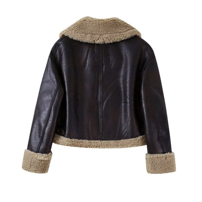 Women's Fleece Leather Jacket