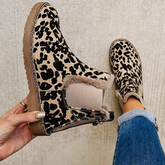 Plush Casual Flat Boots For Women