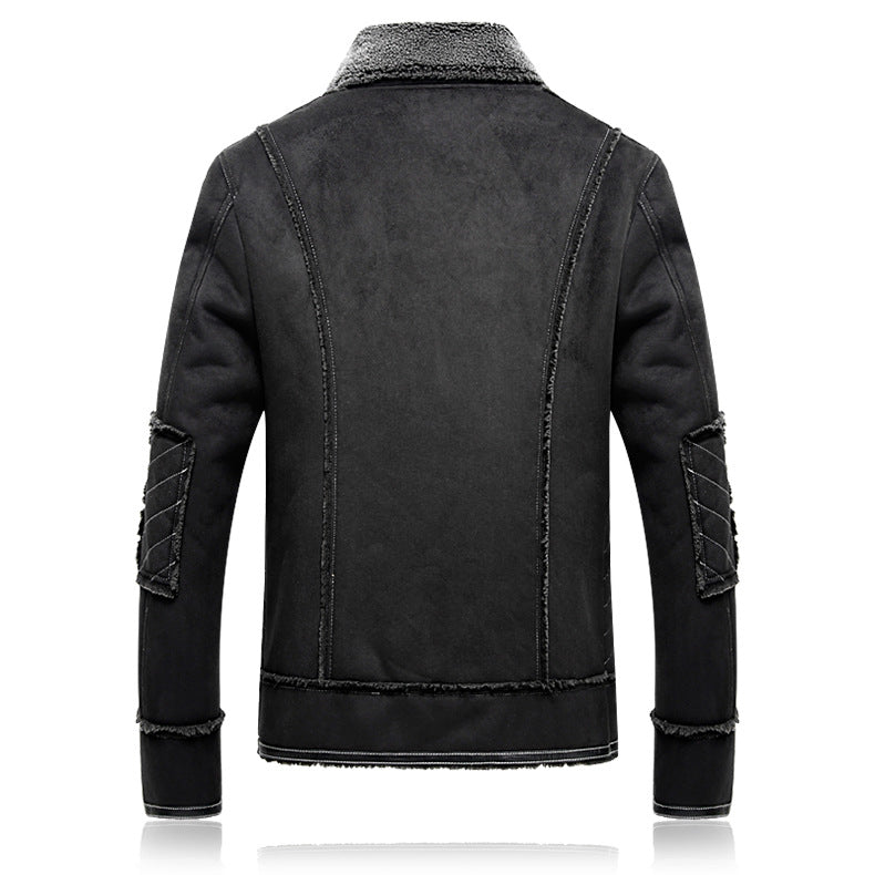 Men's Leather Plush Outdoor Slim Jacket