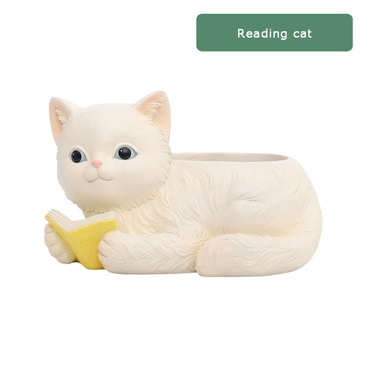 Simulation Cat Resin Flower Pot