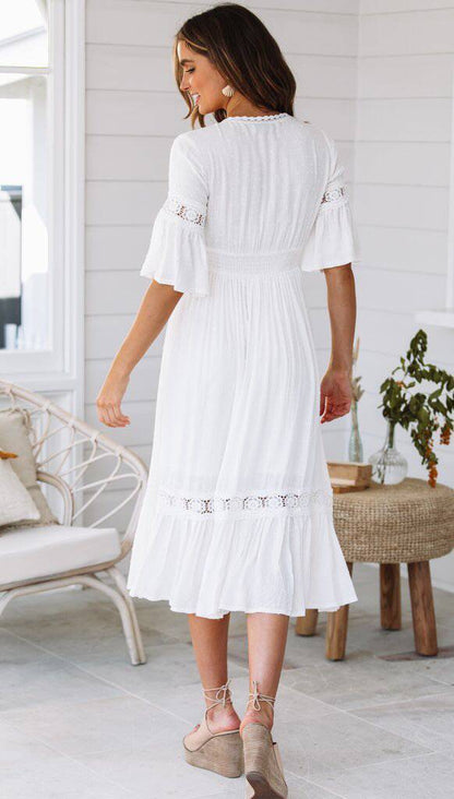 Women's White Boho Dress