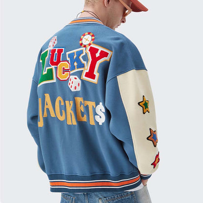 Men's LUCKY Baseball Uniform Embroidered Jacket