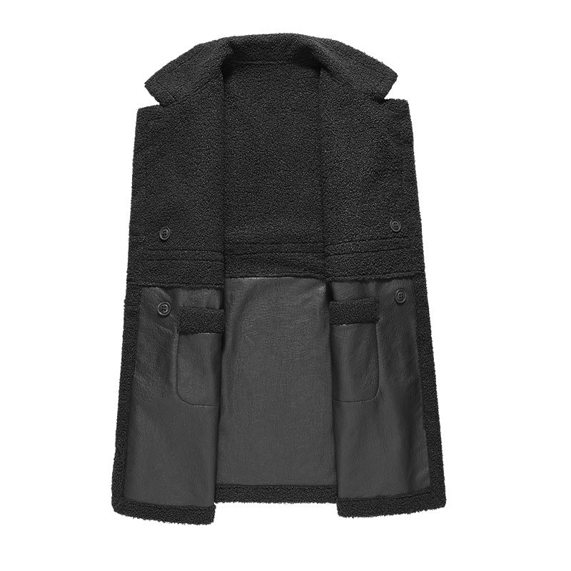 Long Reversible Plush Leather Jacket For Women