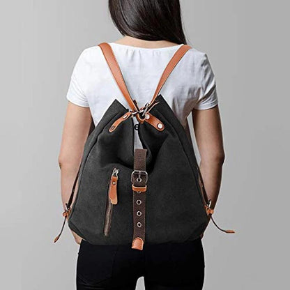 Canvas Backpack-Shoulder Bag with Extra Large Capacity