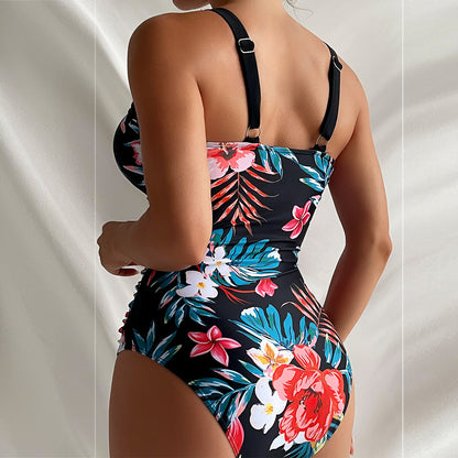 Women's Sexy Floral Print One Piece Swimsuit