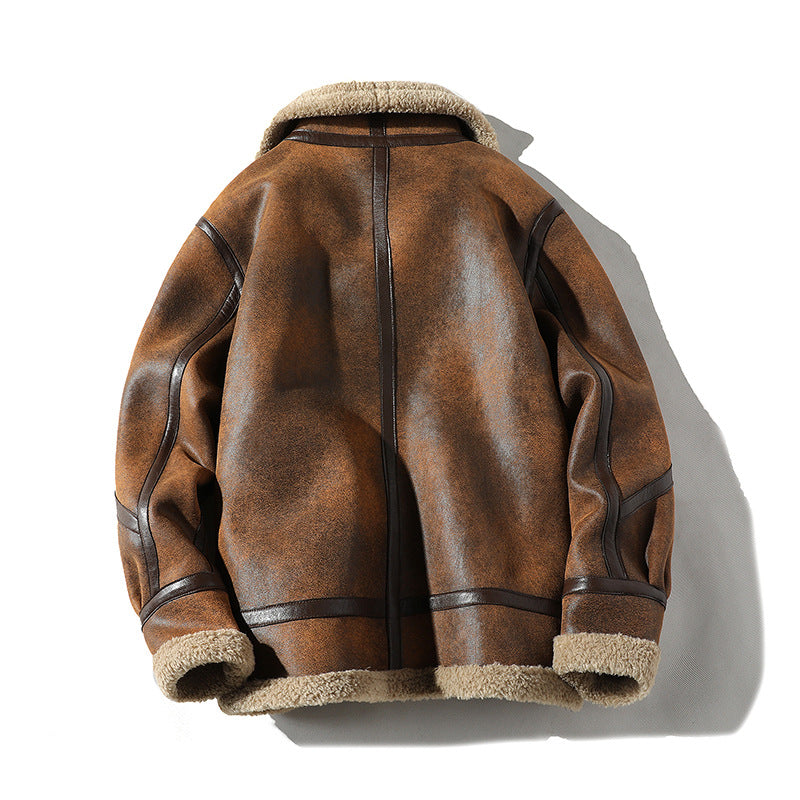 Men's Leather Sherpa Lined Winter Jacket