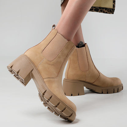 Women's Leather Casual Mid Boots