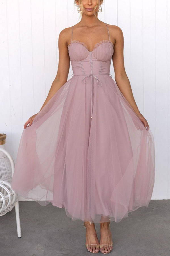 Women's Princess Chiffon Suspenders Party Maxi Dress