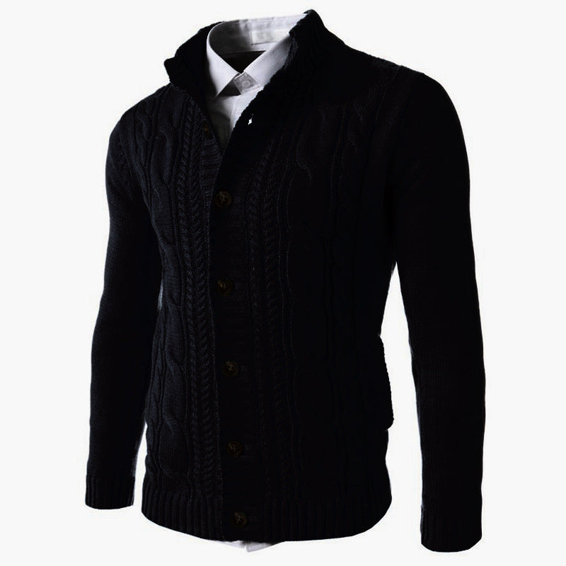 Men's Lapel Button Cardigan Sweater
